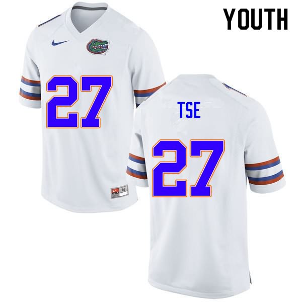 Youth NCAA Florida Gators Joshua Tse #27 Stitched Authentic Nike White College Football Jersey NBE8665ZJ